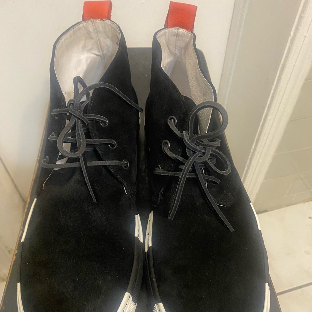 Men's Black Chukka Boots with Red Accents